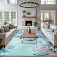 thumbnail image 3 of Coastal Anchor Blue Area Rugs 8'x10', Washable Small Throw Rugs for Living Room Patio, Summer Beach Nautical Coral Starfish Indoor Outdoor Rug Non-Slip Low Pile Carpet Runner Reversible Floor Mats, 3 of 8