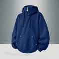thumbnail image 5 of SYwaren Hoodie Men's 1/4 Zip Pullover Drawstring Kangaroo Pocket Long Sleeve Solid Metal Button, 5 of 8