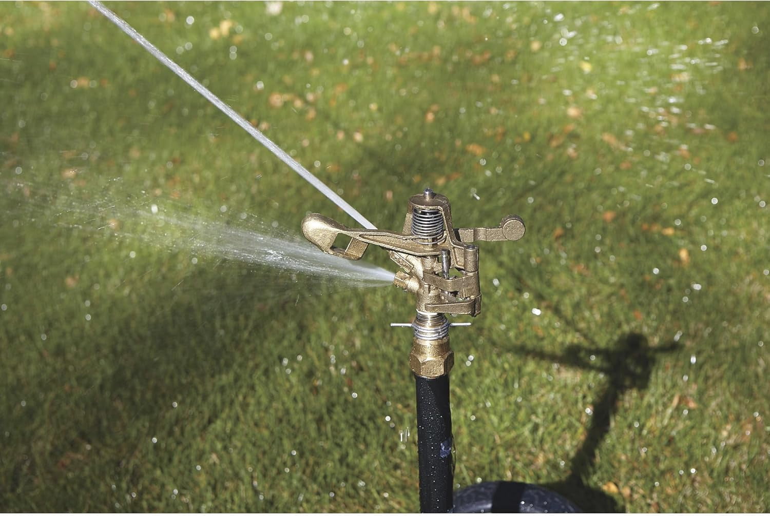 Strongway Wheeled Sprinkler - 3/4in. Brass Sprinkler Head with 2 Nozzles, 8in. Poly Wheels