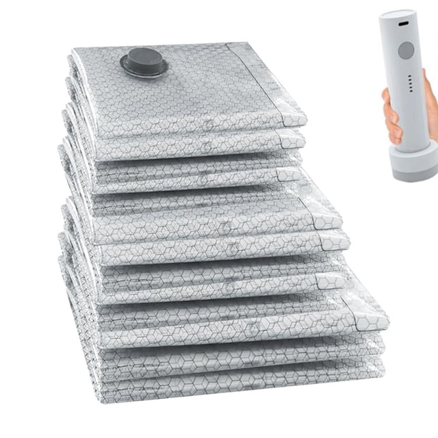9 Pack Jumbo Vacuum Storage Bags Space Saver Storage Bags With Hand Pump Blankets For Bedding Clothes Travel Comforters