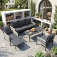 thumbnail image 2 of YODOLLA 7-Piece Patio Furniture Sets with 4 Retractable Chairs & Coffee Table, 10 Seat Patio Conversation Set Outdoor Furniture in Dark Gray, 2 of 9