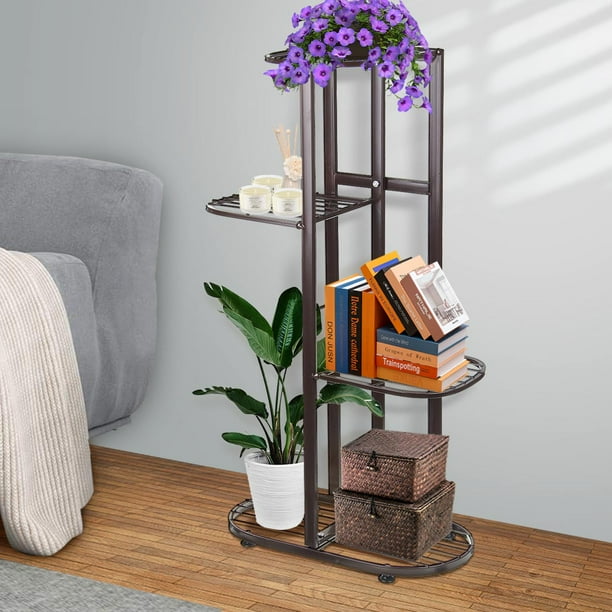 4 Tier 5 Potted Plant Stand, Multi Tiered Plant Shelf for Multiple