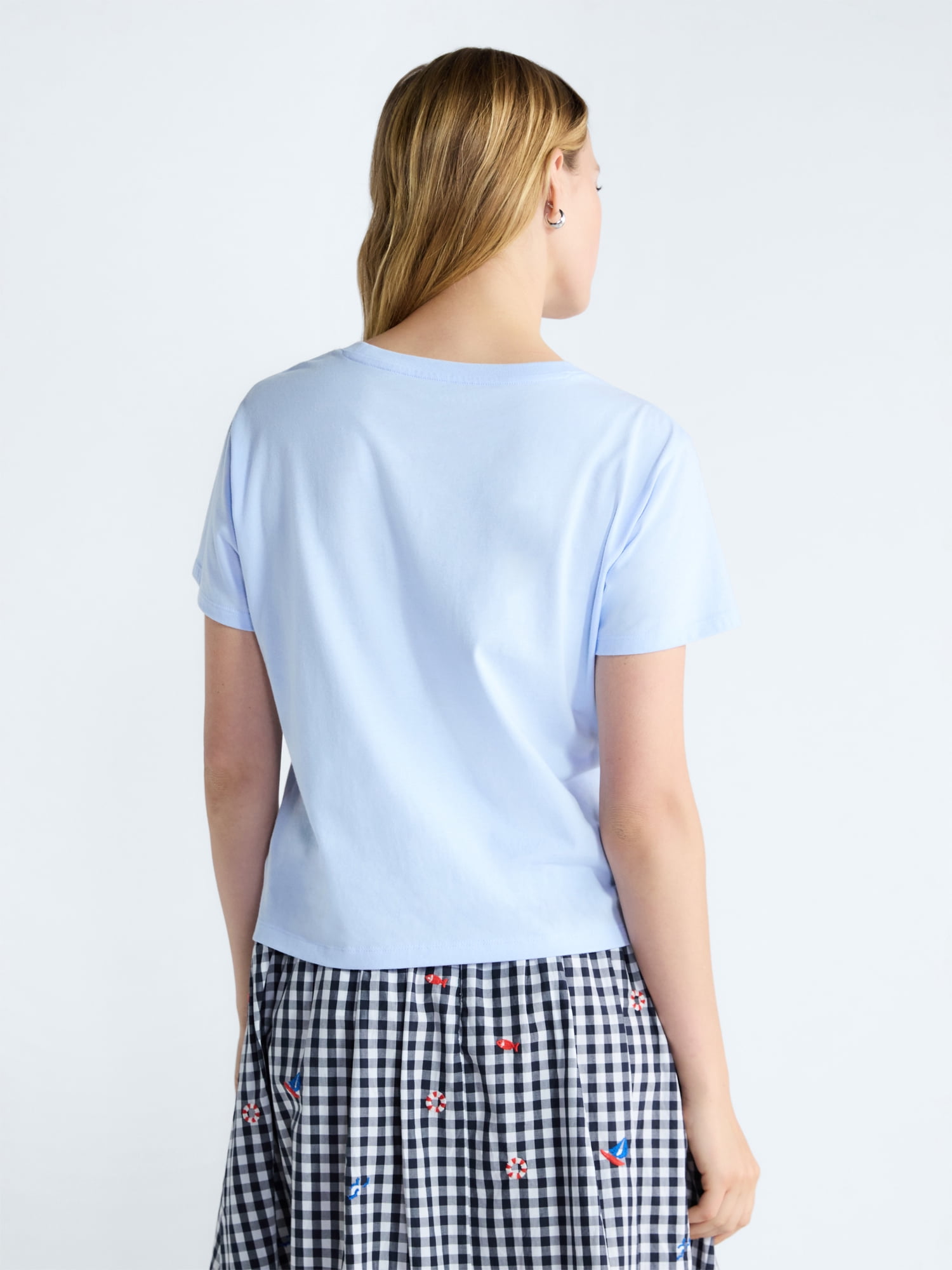 Free Assembly Women's and Women's Plus Cotton Cropped Boxy Tee with Short Sleeves, Sizes XS-4X