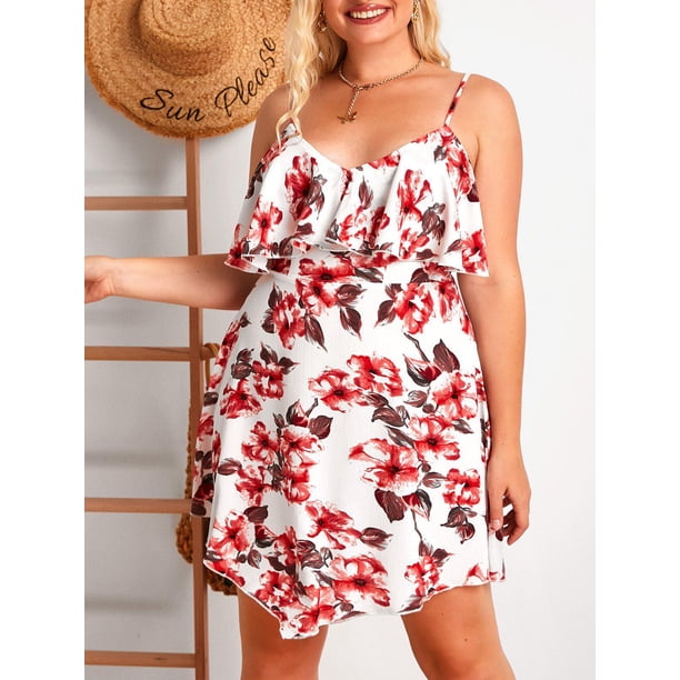 Vestido sin mangas de flores de talla grande Rosegal Vestidos Estampados Tallas Grandes