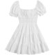 thumbnail image 2 of Vestido corto de manga corta abombada para mujer, vestido corto con volantes y lazo frontal y cuello cuadrado Blanco XL Blanco XL Xishao ropa, 2 of 2