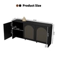 thumbnail image 3 of WIRRYTOR Fluted Sideboard Buffet Cabinet with 3 Doors, Buffet Storage Cabinet with Adjustable Shelves, Pop-Up Doors, Stripe Patterns&Arche Tirm Design for Kitchen Dining Living Room,Black, 3 of 7