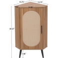 thumbnail image 2 of ZeHuoGe Corner Storage Cabinet w/Rattan Door, Display Floor Cabinet w/Storage Shelves for Living Room, Kitchen, 2 of 18