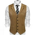 thumbnail image 2 of British Men's Slim PU Leather Vest Turn Down Collar Single Breasted Waistcoat, 2 of 4