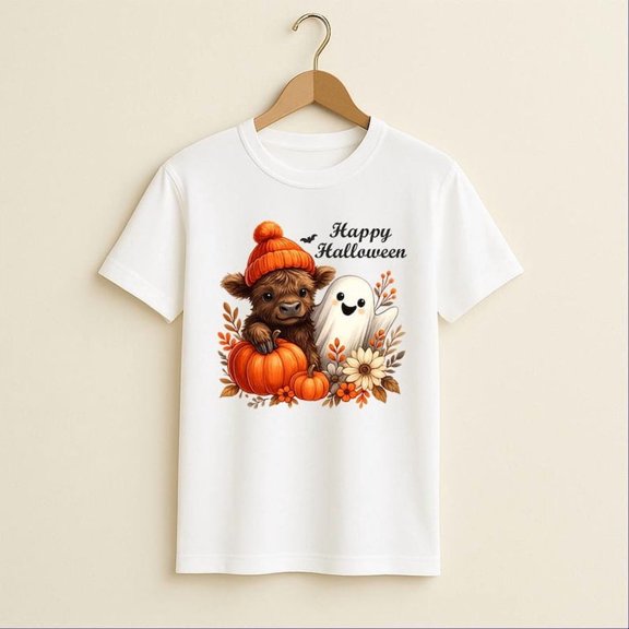 Highland Cow Fall Ghost Shirt, Spooky Ghost Cow Pumpkin Spice Shirt, Cute Halloween Boo Ghost Shirt, Autumn Cow Ghost T-Shirt