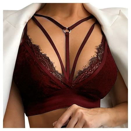 

Lingerie for Women Plus Size Vest Crop Wireless Bra V-Neck Underwear Camisole Underwear