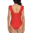 thumbnail image 6 of Yiaed Red Glitter Print Women's Ruffled One Piece Swimsuit V Neck Swimwear Slimming Monokini for Woman-Medium, 6 of 8