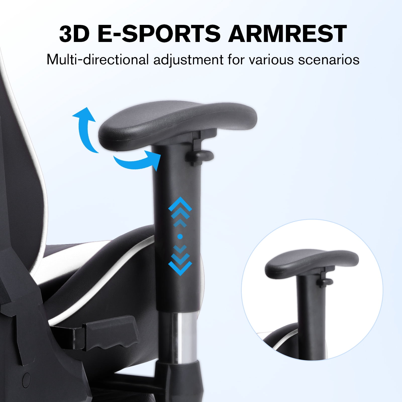 GTRACING Gaming Chair PU Office Chair with Speakers Bluetooth in Home, White