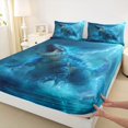 thumbnail image 3 of jejeloiu Wild Dinosaur Dino Bed Sheets,Abstract Blue Lightning King Sheets For Bots Teens 4pcs, 3 of 7