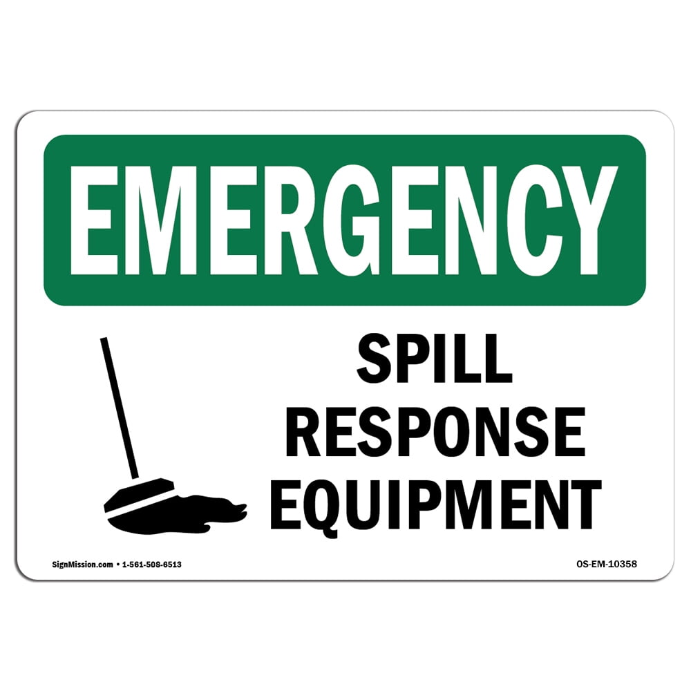 Spill Response Equipment With Symbol �Made in the USA OSHA EMERGENCY Sign