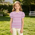 thumbnail image 4 of BRGZLK Girls Puff Sleeve Tops Kids Summer Striped Crewneck Short Sleeve T Shirts Soft Comfortable Casual Basic Tees Pink 4-5Y, 4 of 8