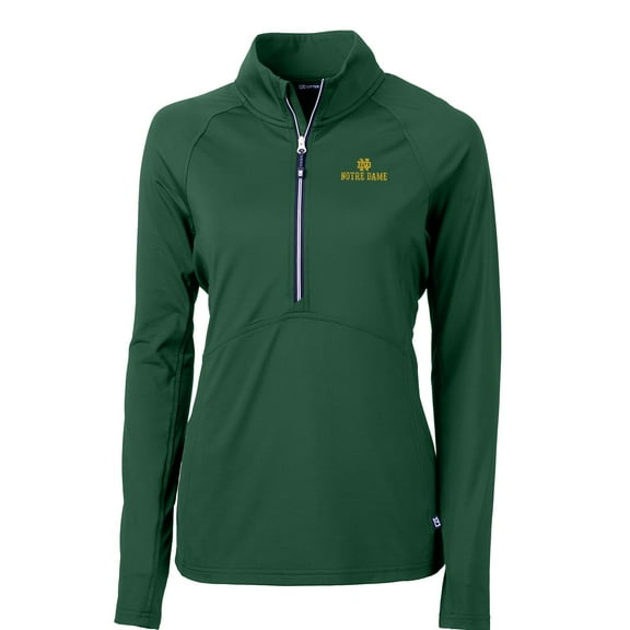 Women's Cutter & Buck Green Notre Dame Fighting Irish Adapt Eco Knit Half-Zip Pullover Jacket