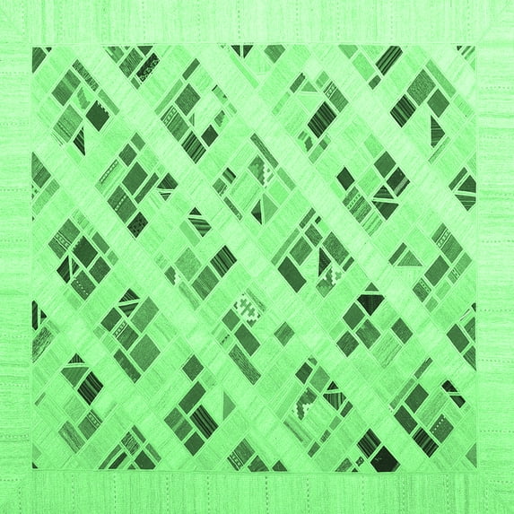 Ahgly Company Indoor Square Solid Emerald Green Modern Area Rugs, 7' Square
