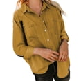 thumbnail image 5 of DkinJom Women's Denim Shirt Loose Double Pocket Long Sleeved Versatile Casual Coat Shirt Slim Fit Office, 5 of 7