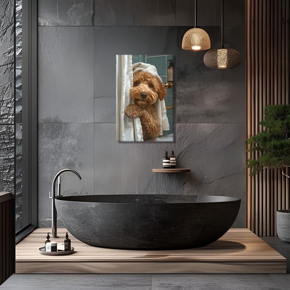 Aaheei Vintage Goldendoodle In Shower Posters Funny Humor Animals Canvas Wall Art Dog Lovers Restroom Ideas Aesthetic Prints Painting For Bathroom Home Bedroom Dorm Wall Decor