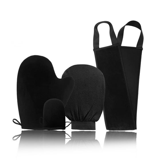 Self Tanning Mitt, Self Tanner Mitt Applicator, Self Tanning Glove Self Tan Mitt, Back Applicator, Mini Self Tan Glove, Exfoliating Mitt, Tanning Mitts Self Tanner Glove, 4 Pcs, Black