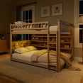 thumbnail image 6 of Full over Full Bunk Bed with Integrated Shelving, Color-Changing Lights & Pegboard for Bedroom,Beige, 6 of 26