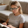 thumbnail image 3 of **Product Title:** Retro Double Bridge Oversized Blue Light Blocking Glasses For And, 3 of 3