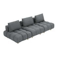 thumbnail image 5 of Teddy Fabric Sofa, 3 Seat Small Sectional Armless Floor Sofa with Spacious and Comfortable Seat, Upholstered Couch with Removable Back Cushion for Living Room, Bedroom, Apartment,Gray, 5 of 6