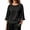 Black, variant on Women's Ruched Summer Blouse, Round Neck 3/4 Ruffle Sleeve Top, Side Drawstring Textured Casual Shirt Gray L