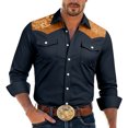 thumbnail image 2 of Western Cowboy Shirts for Men Long Sleeve Casual Collared Button Down Dress Shirt Mens Country Shirts, 2 of 6