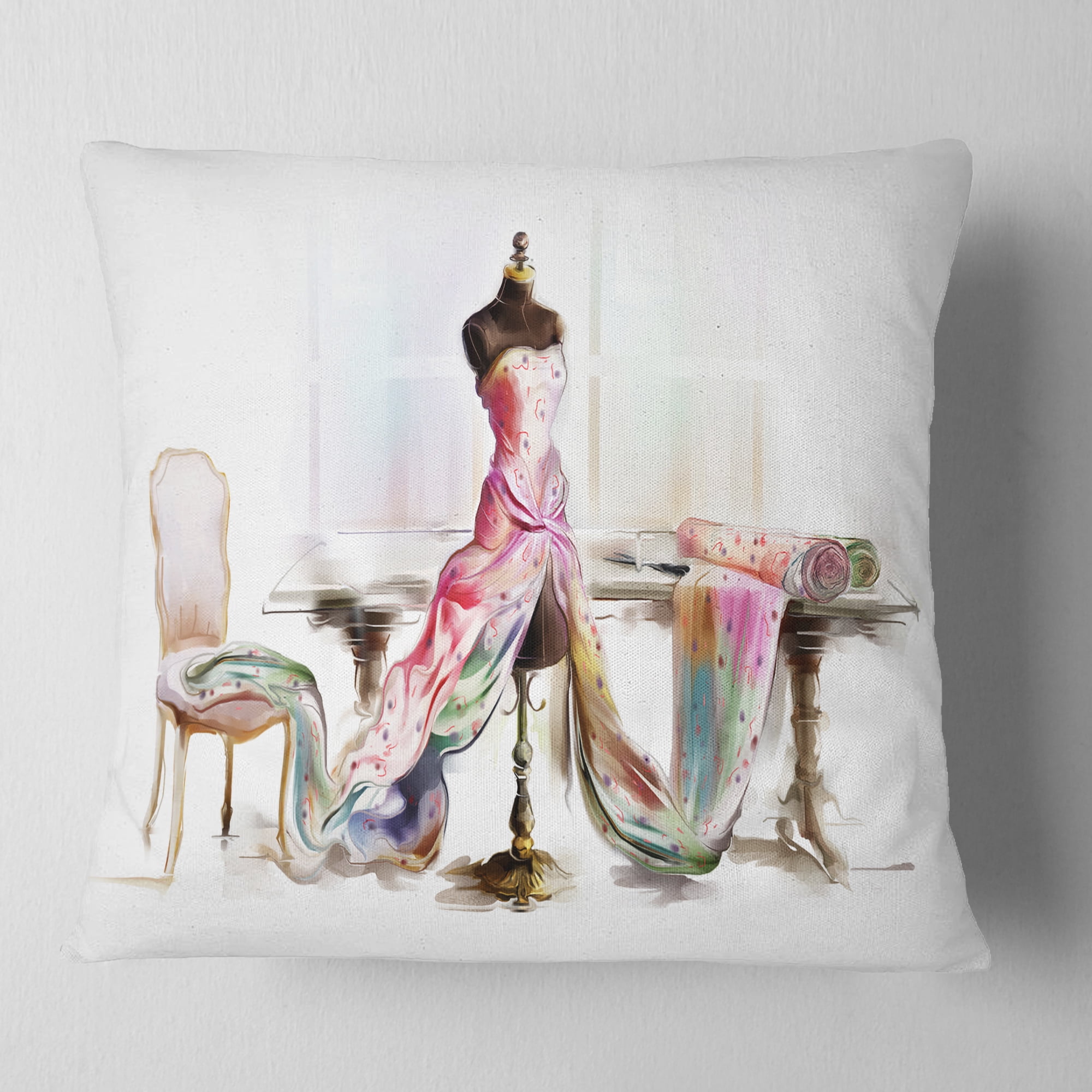 Designart Dressed Tabletop Mannequin - Abstract Throw Pillow - 16x16