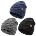 thumbnail image 1 of Gorros tipo beanie MSDC, paquete de 3, forrados con fleece, cálidos para invierno, 1 of 7