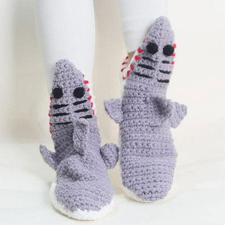 

AoHao Shark Socks Funny Socks Knitting Slipper Socks Soft Winter Warm Stockings Crocodile Cartoon Floor Socks Home Sleeping 3D Animal Socks for Christmas Gifts