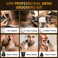 thumbnail image 3 of Beard Trimmer for Men, 6 in 1 T-Blade Hair Clippers,  Electric Razor Shavers for Men, LED Display, Grooming Kit for Nose Mustache Body Facial Men Gifts, 3 of 9