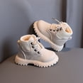 thumbnail image 4 of Botas de invierno de color liso con forro polar para niños, botas Martin de moda para niños, botas de suela blanda para niñas, botas grandes de cuero de algodón, 4 of 5