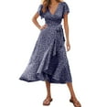 thumbnail image 2 of Women's Short Sleeve Dress Printed Casual Summer Flowy Dresses Navy XXL, 2 of 6