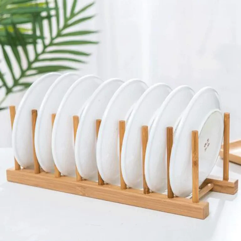 Slot Wooden Dish Rack Plates Holder Kitchen Storage Cabinet
