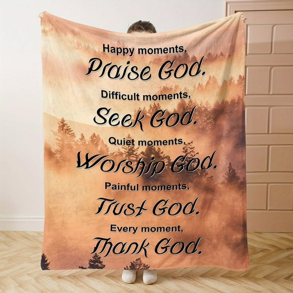 Soft & Cozy Inspirational Bible Verse Flannel Throw Blanket Warm for Couch Bed Office and Camping