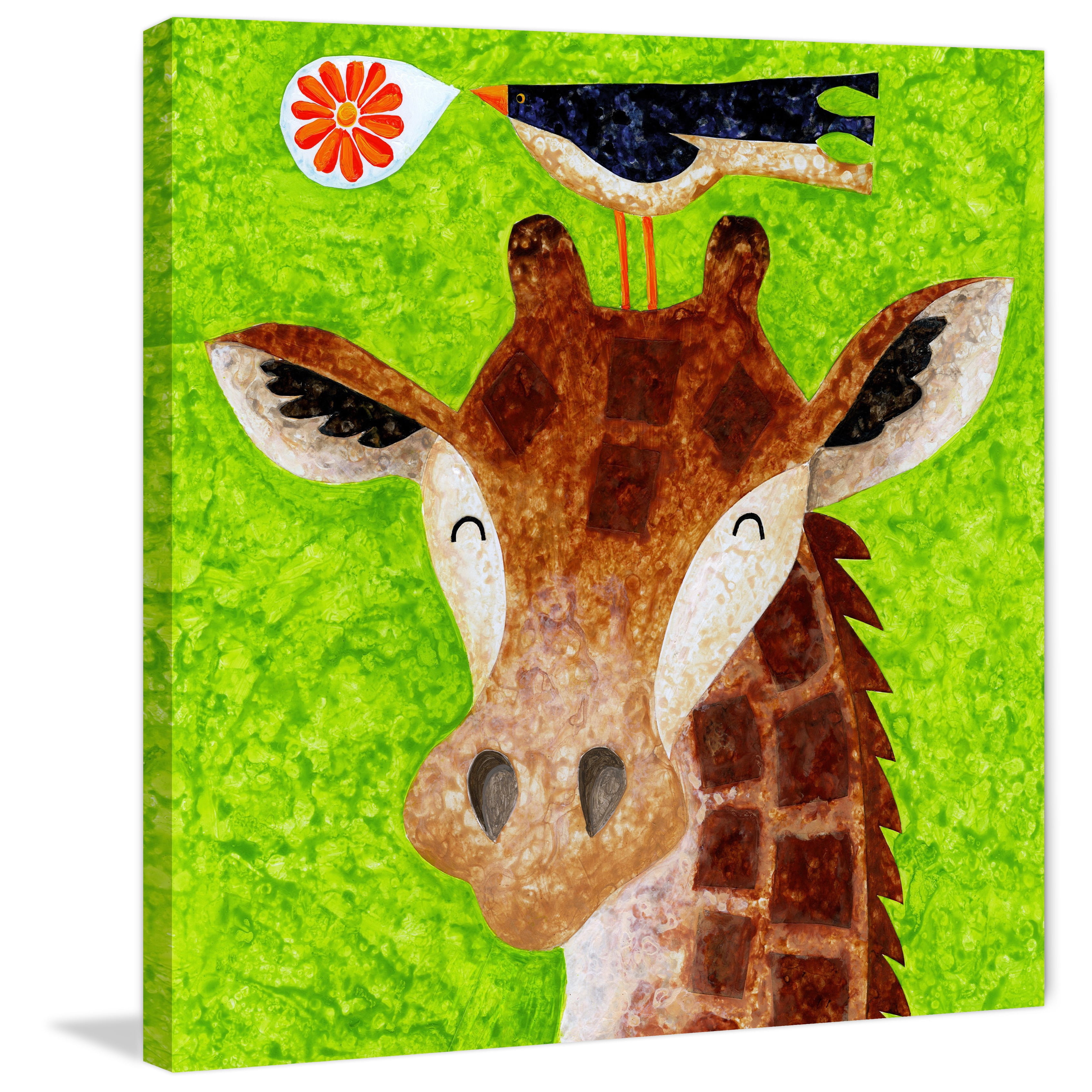 Marmont Hill - "Giraffe Blossom Ballad" by Janet Nelson Painting Print on Wrapped Canvas