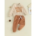 thumbnail image 3 of Hirigin Toddler Baby Girl Boy Fall Winter Clothes 6 12 18 Months 2T 3T Long Sleeve Funny Letters Sweatshirt Pullover Tops Pants Set, 3 of 8