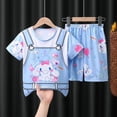 thumbnail image 1 of Conjunto de pijama fino Kawaii Sanrios Hello kittys Kuromi Cinnamoroll para niños, pantalones cortos de manga corta, ropa de casa, Verano, 1 of 4