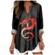 thumbnail image 1 of Camiseta MARSVOVO Red Dragon con estampado de arte japonés para mujer, 1 of 3