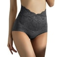 thumbnail image 2 of BYHONG Women's Lace Underwear Plus Size High Waist Cotton Soft Full Cover Underpants Panties for Women Black L, 2 of 5