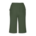 thumbnail image 5 of Miluxas Capris Pants for Women Summer Casual Loose Drawstring Elastic High Waist Straight Lounge Beach Cropped Trousers Green S(S), 5 of 8