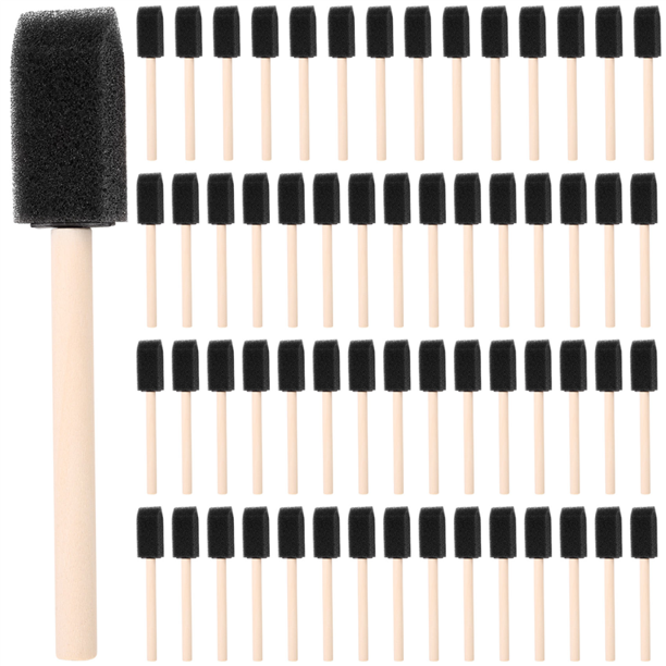 60Pcs Small Foam Paint Brush Sponge Foam Brush Painting Set Wood Handle