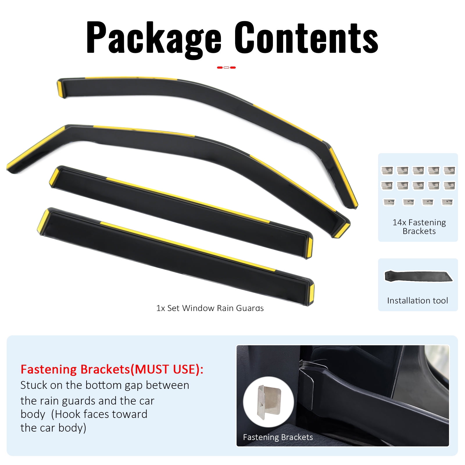 Ikon Motorsports In-Channel Window Visors Sun Shades Vent Rain Guards for 2022-2026 Toyota Tundra CrewMax, Black PC Polycarbonate 4PCS