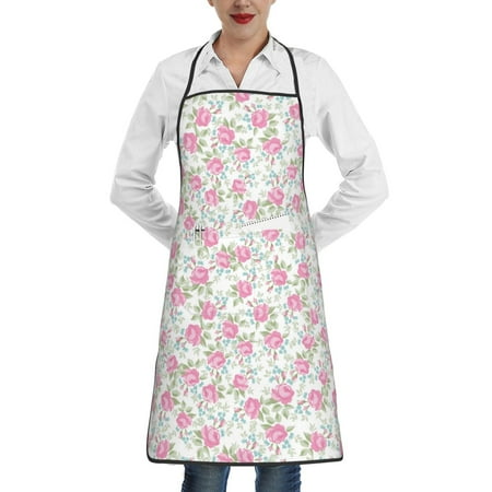 

Easygdp Floral Apron Waterdrop Resistant with 2 Pockets Oil Resistant Cooking Kitchen Chef Apron for Women Men