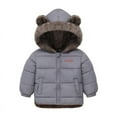 thumbnail image 3 of Baby Boy Winter 𝐅𝐥eece Coat Toddler Puffer Jacket Bear Ears Hooded Jacket Coat Baby Girl Outerwear Warm Clothes, 3 of 6