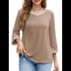 thumbnail image 1 of Blusas de 3/4 para Mujer, Elegantes, Informales, con Cuello Redondo, Holgadas y A , para Caqui M, 1 of 8