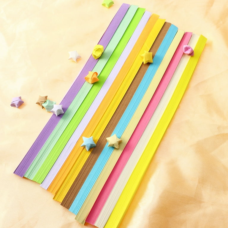 Star Origami Paper 12pcs Star Origami Five Star Paper Star Origami Paper Strips Folding Star Paper for Girls, Size: 25x4x1.5CM