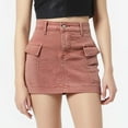 thumbnail image 2 of Women Distressed Denim Cargo Skirt Mini Y2K Flap Pockets Skirts Slim Fit Jean Skirt Pink XL, 2 of 6
